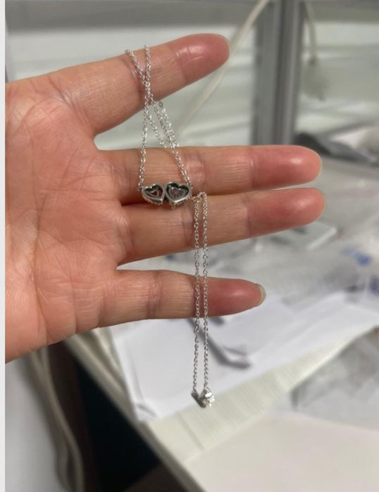 Colar Pandora pendente corações  Auréola prata