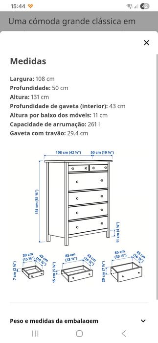 Cómoda Ikea 6 gavetas branca