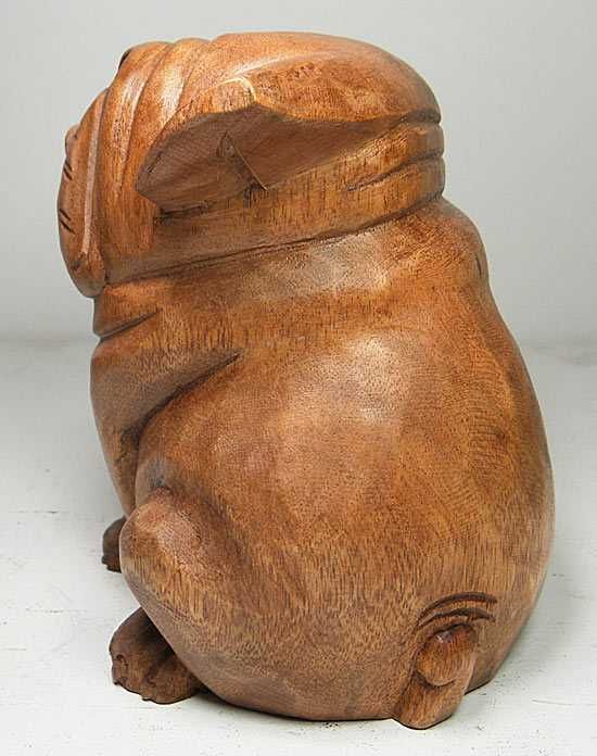 Rzeźba Figurka PIES z Drewna Rękodzieło Jak Żywy Rozm. średni