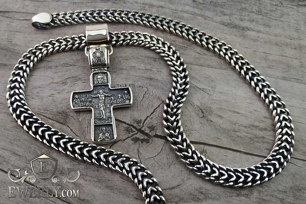 Серебряный  крестик на шею.  Срібний чоловічий хрестик