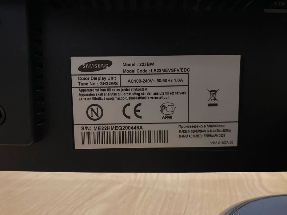 Монитор samsung syncmaster 223bw