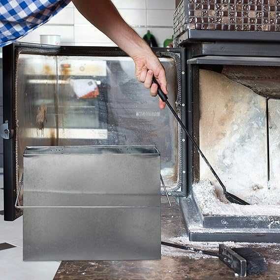 Kosz Pojemnik na POPIÓŁ z pokrywką Relaxdays stal ocynk Kominek Grill