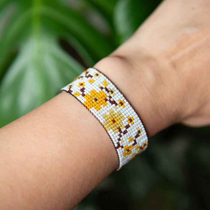 Bransoletka Sakura • boho • etno • kwiaty • rękodzieło