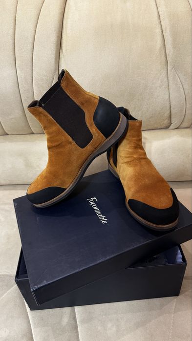 Чоловічі замшеві челсі, коричневі, натуральна шкіра, 41,5