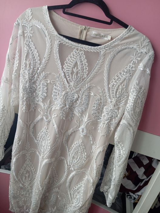 Sukienka cekinowa Glamour cekiny chrzest komunia wesele L