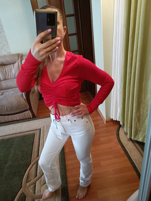 Zara джинсы  білі 34