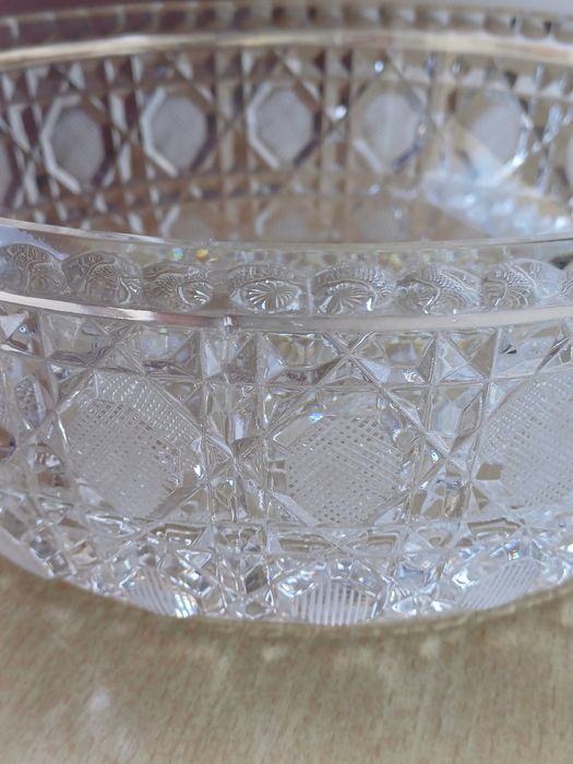 Misa kryształowa PRL – vintage, piękny połysk, 20,5 cm