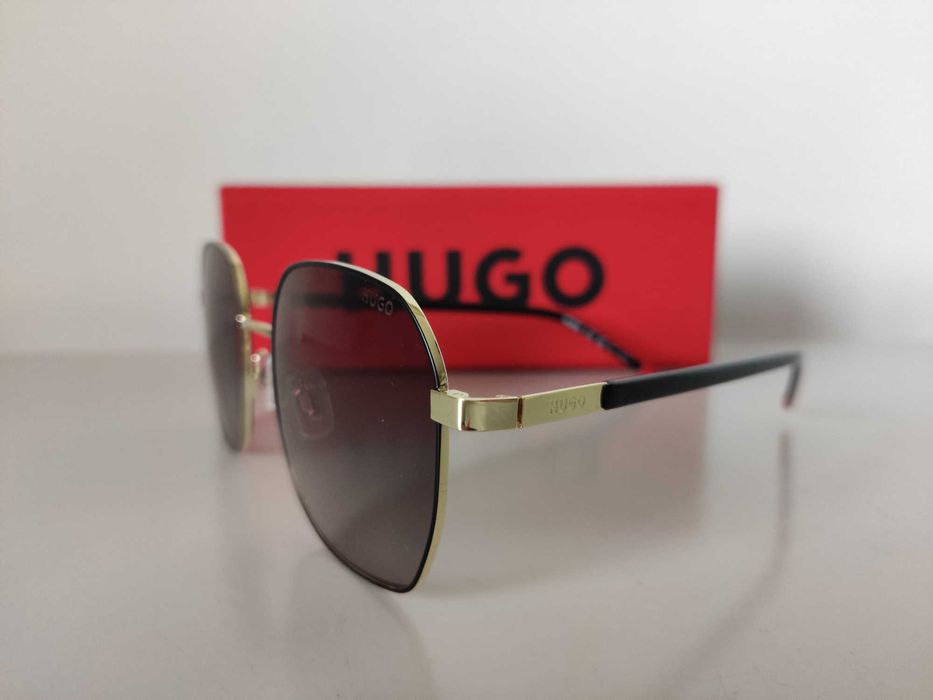 Óculos de sol HUGO BOSS espelhados cinza/dourado (novos)