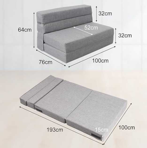 Sofá Cama de Casal Dobrável com 4 Posições - Comprado na AMAZON