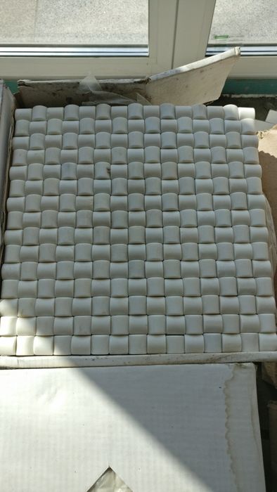 Мозаика мраморная 3D (белая с черным)  White/Taiwan Green 3D