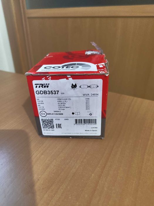 Pastilhas travão TRW – Novas, Toyota/Hyundai/Kia
