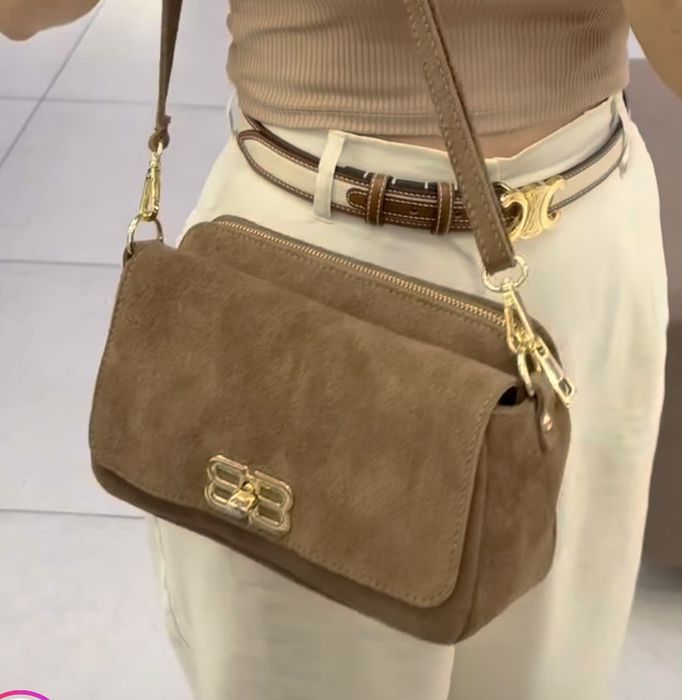 Сумка крос боді замшева руда рижа хакі зелена  Замшевая сумка