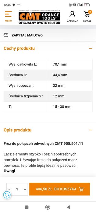 Frez cmt do połączeń odwrotnych