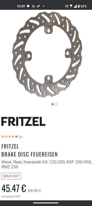 Disco de travão traseiro Kawasaki