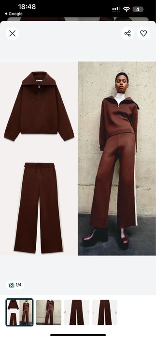 Костюм Zara S теплий темно шоколадний оригінал