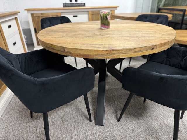 Piękny okrągły stół 120cm średnicy drzewo mango styl LOFT NOWY F-Vat