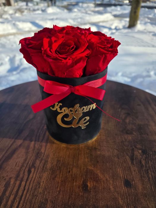 Duże żywe wieczne róże flower box na prezent dla Kobiety Pachnące