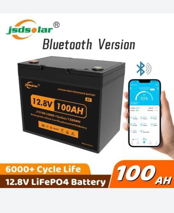 Акумулятор батарея JSDSolar LiFePO4 12V/100AH (1280W*h) з блютузом!