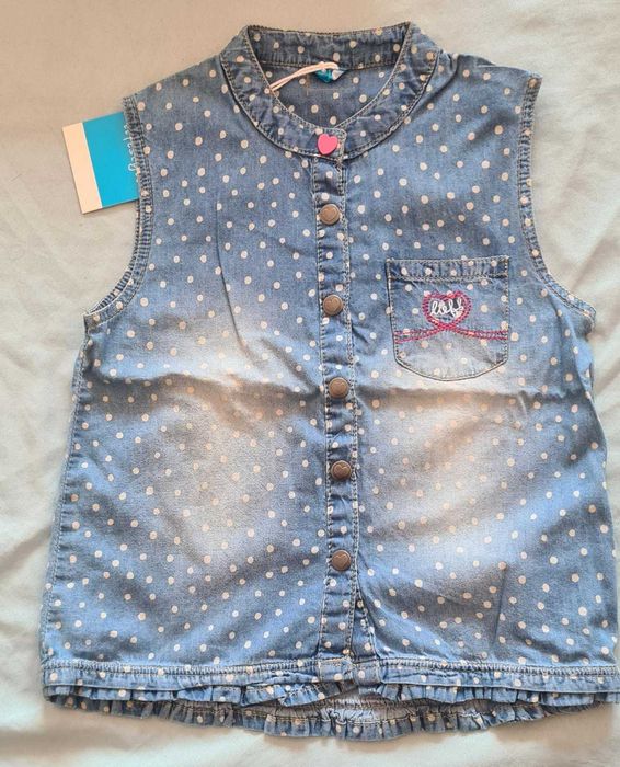 Colete infantil em ganga