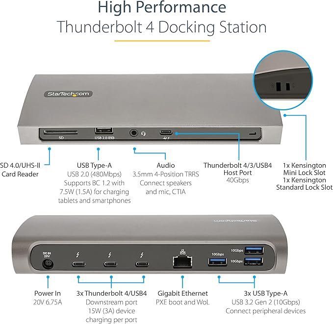 Универсальная док станция StarTech.com Thunderbolt 4 Dock для ноутбука