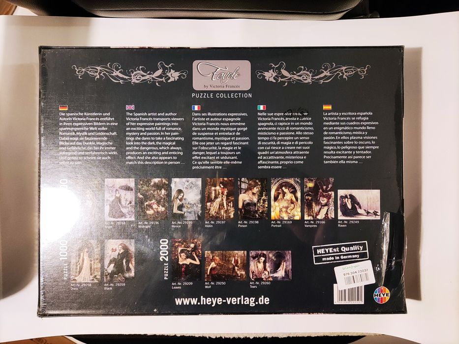 Puzzle Heye 1000 peças Favole Black by Victoria Françés novo