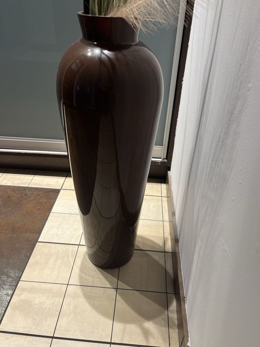 Duzy szklany wazon 70cm brazowy