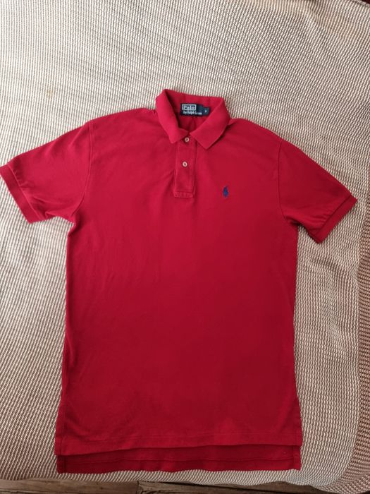 Чоловіча футболка поло від бренду Polo Ralph Lauren червоного кольору