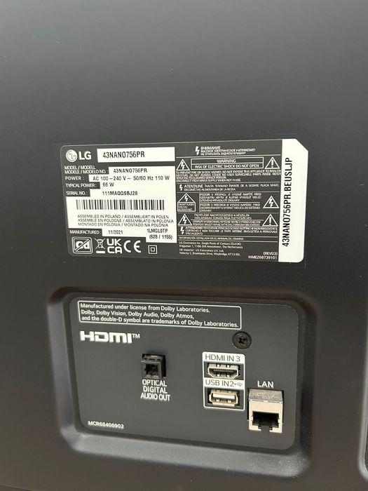 TV LG 43NANO756 (Nano Cell - 43'' - 109 cm - 4K Ultra HD - Smart TV)
