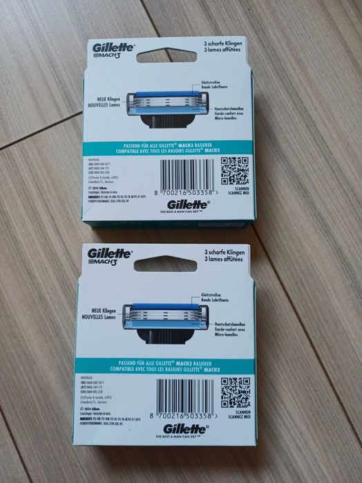 Dwie paczki ostrzy Gillette mach3