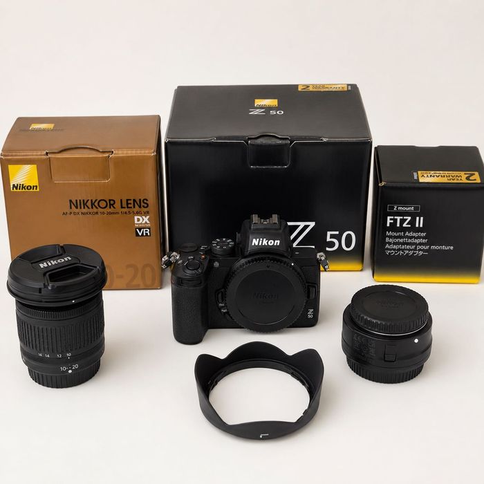 Nikon Z50 + Nikkor 10–20 mm VR + FTZ II | komplet | gwarancja | stan jak nowy