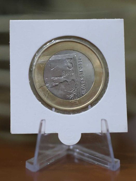 Eslovénia Moeda 3 € - 2014 - Bicentenário do Nascimento de Janez Puhar
