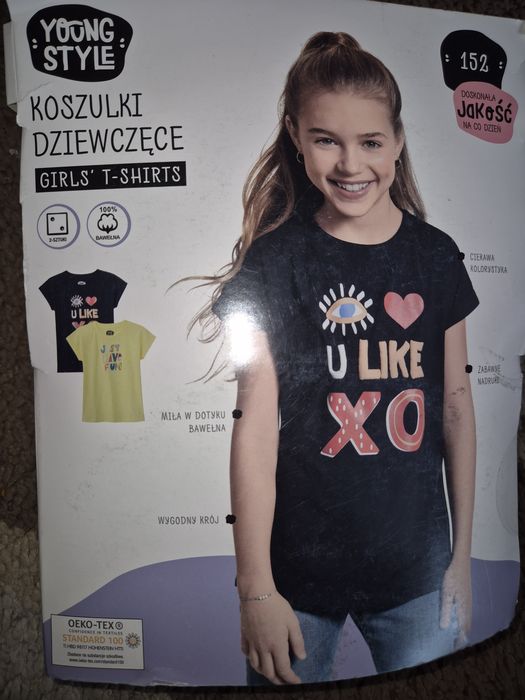 Koszulki tshirt dziewczęce 2pack NOWE r.152