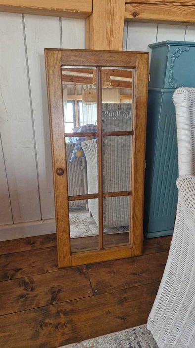 lustro drewniane dębowe rustykalne loft 44x98 cm ze szprosami PRL