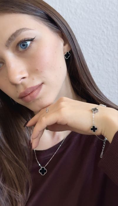 Набір прикрас клевер,сережки,підвіска,конюшина,ван кліф,медична сталь