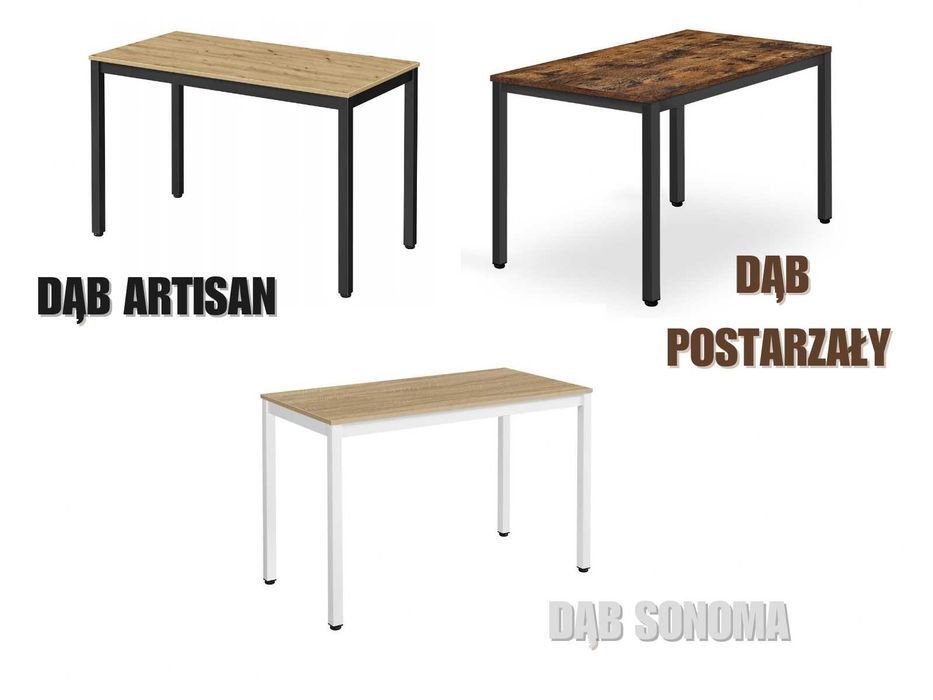 NOWY Stół z Krzesłami Loft Czarny do Kuchni Salonu Jadalni Drewniany F