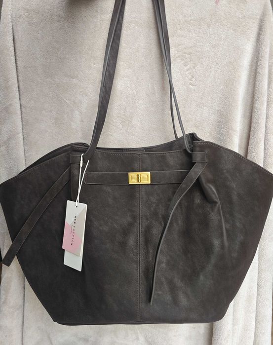 Torebka damska shopperka dark brown czarny brąz viral