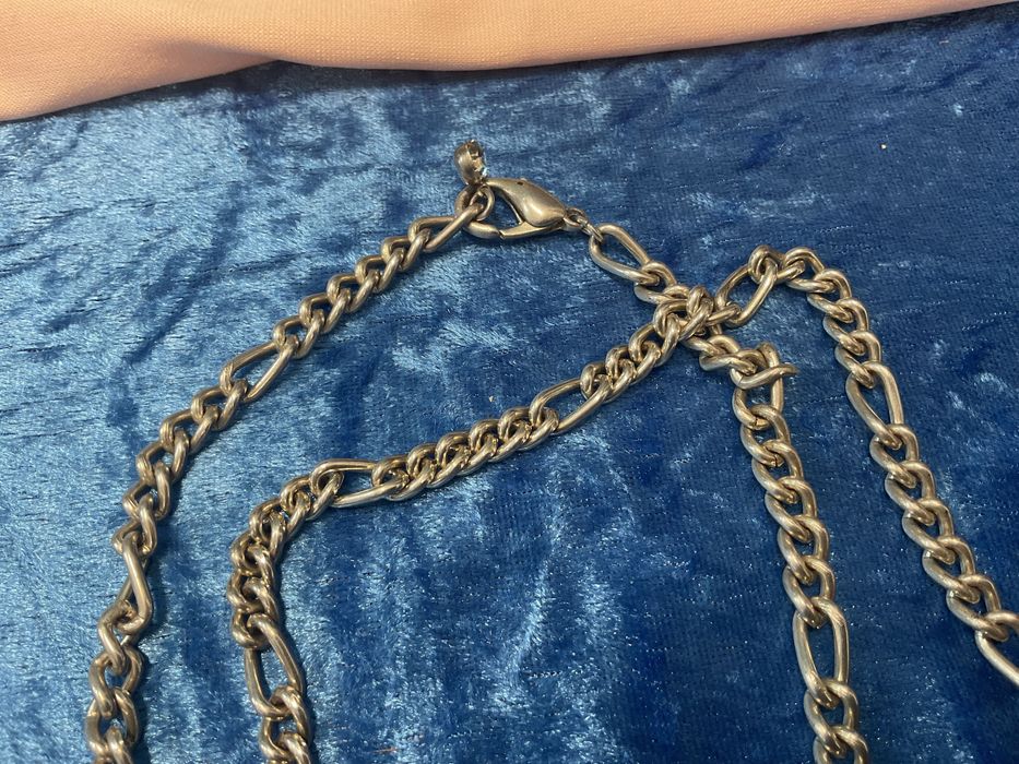 Colar longo metal prateado 100 cm