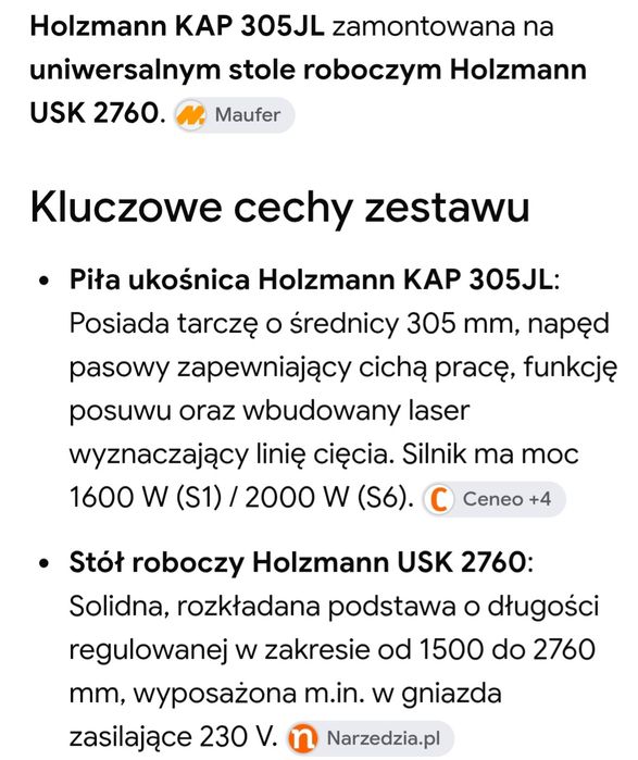 Piła ukośnica ze stołem roboczym Holzmann