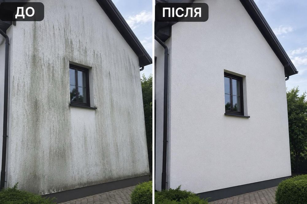 Професійне миття бруківки, фасадів та дахів апаратами високого тиску.