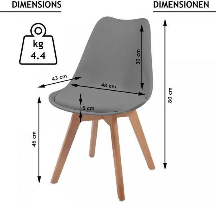 MIADOMODO Zestaw krzeseł do jadalni, 2 szt- szary.