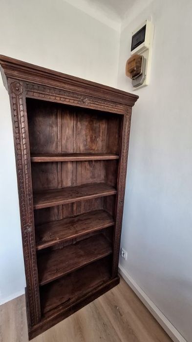 Indyjski regał kolonialny biblioteczka LITE DREWNO mango rzeźbiony vintage