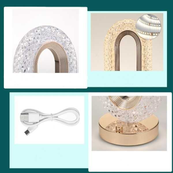 Candeeiro Oval Recarregável Cristal