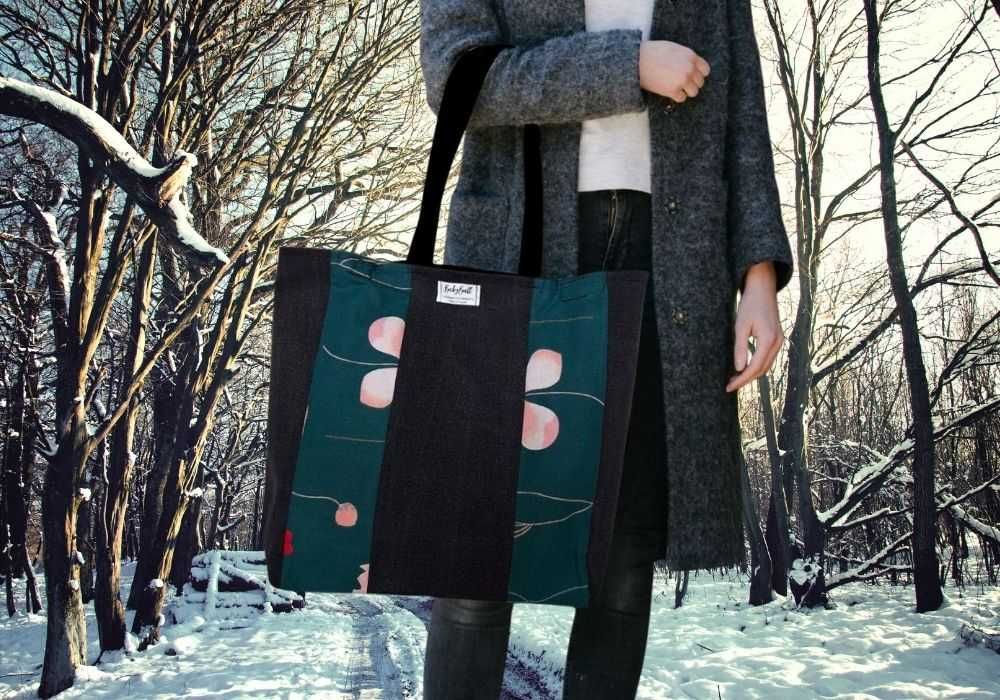 Torba siatka na zakupy, duża - Dżinsowa