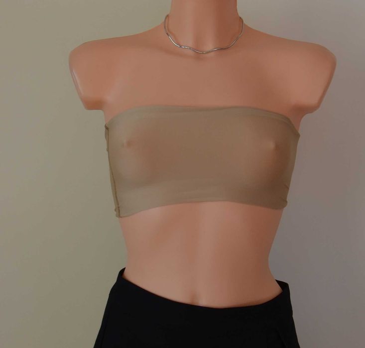 Crop top bluzka basic casual beżowa rozmiar S