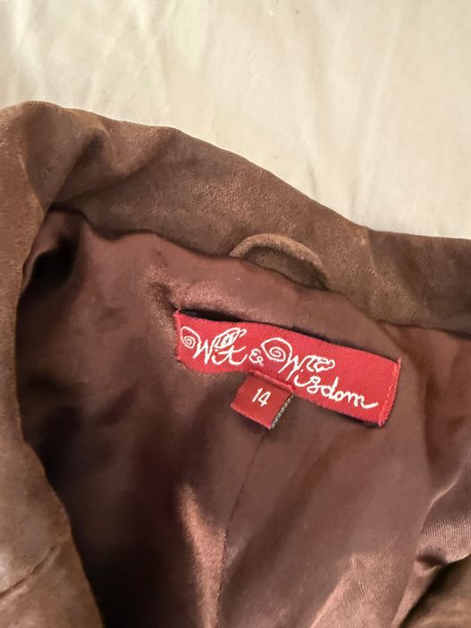 Zamszowa czekoladowa kurtka skorzana taliowana hit zamsz skora vintage