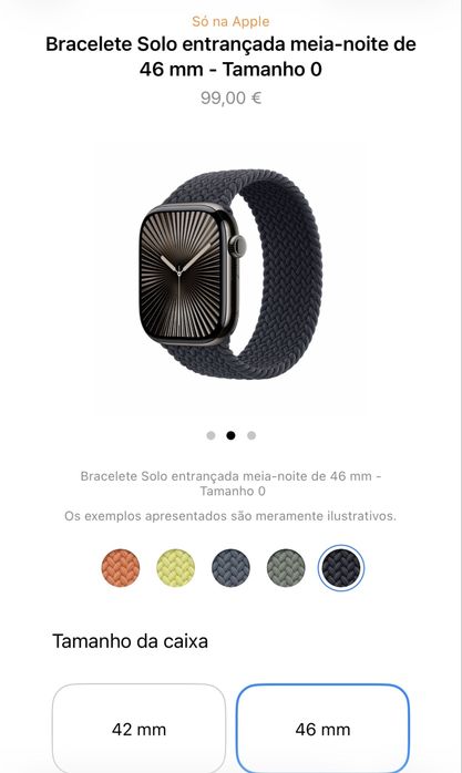 APPLE Watch Series 10 GPS 46 mm Alumínio Preto Brilhante com Bracelete Desportiva Preto