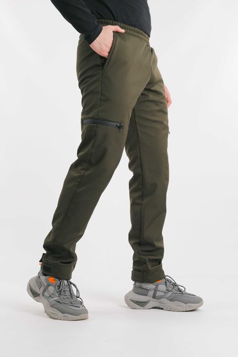 Штани карго чоловічі теплі на флісі Softshell хакі
