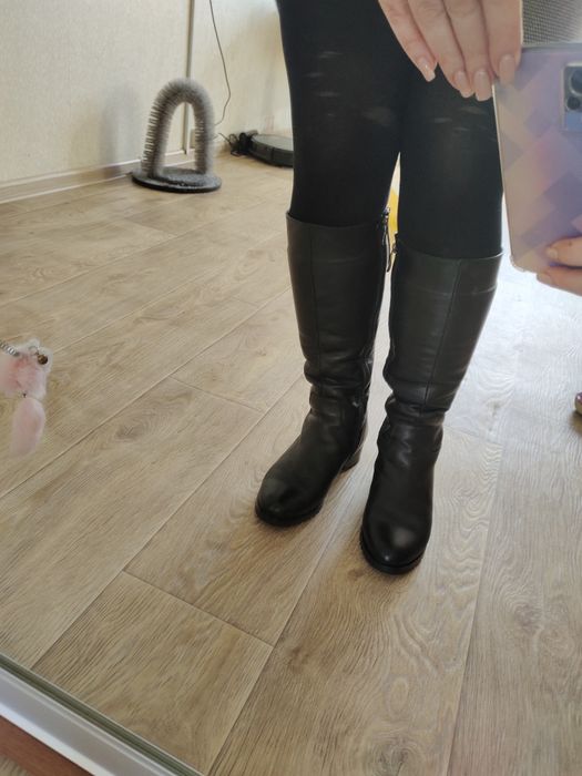 Сапоги чоботи шкіра натуральна хутро