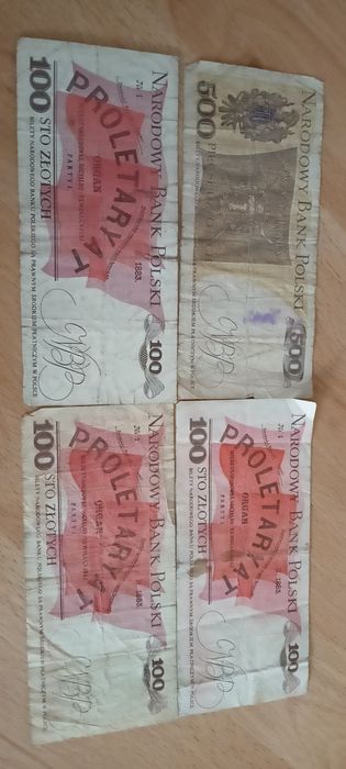 Banknoty 500zł i 100zł z PRL