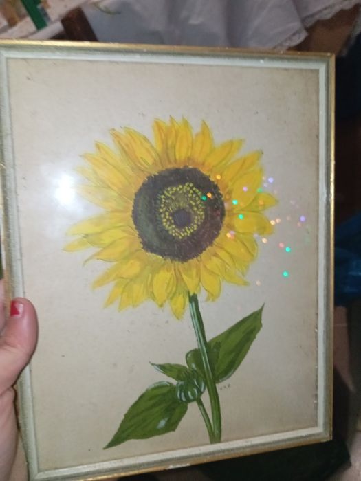 Girassol pintura pequeno assinado